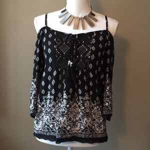 On or off the shoulder printed top